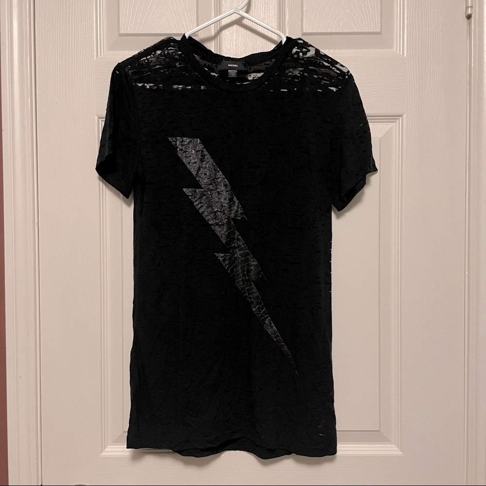 Diesel Black Short Sleeve Lightning Bolt Tee